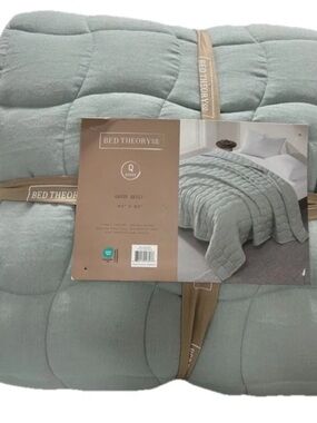 Bed Theory Gauze Matcha Green Queen Quilt 90”x90”